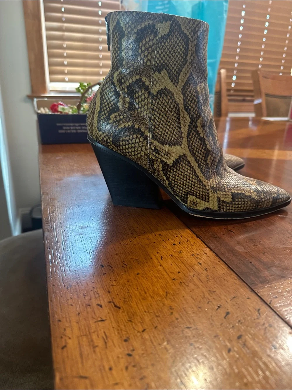 Dolce Vita Snake-Print Pointed Toe Ankle Boots - Brown/Black